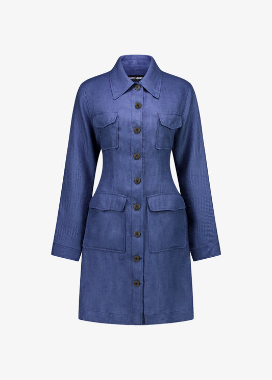 Cairo Dress Blue Houndstooth