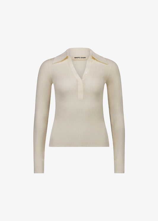Eleanor Half Placket Top Ivory