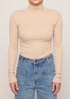 Julia Rib Roll Neck Beige