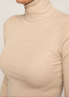 Julia Rib Roll Neck Beige