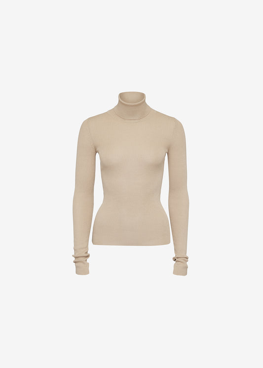 Julia Rib Roll Neck Beige
