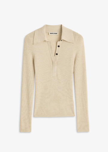 Eleanor Half Placket Top Ecru