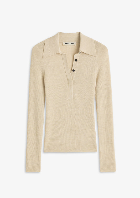 Eleanor Half Placket Top Ecru