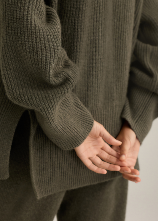 Aurora Rib Cardigan Sage Marle