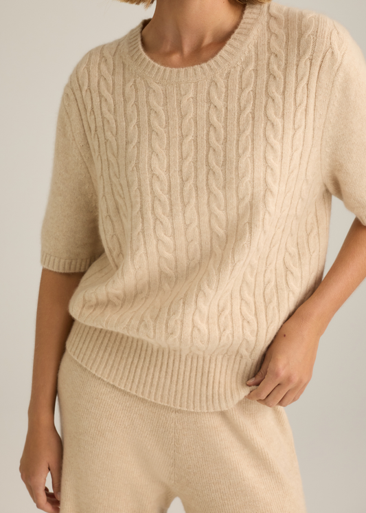 Venus Cable Knit Top Oat Marle