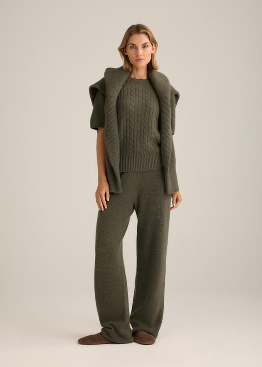 Venus Cable Knit Top Sage Marle