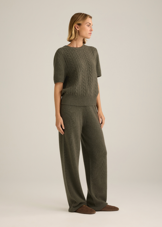 Venus Cable Knit Top Sage Marle