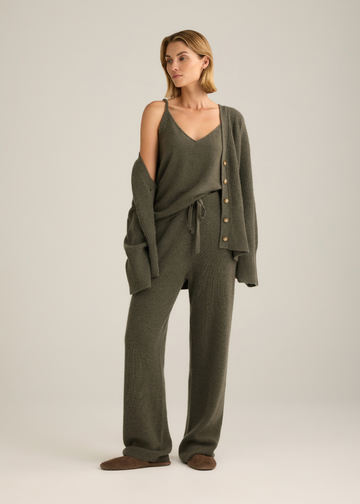 Aurora Rib Knit Pants Sage Marle
