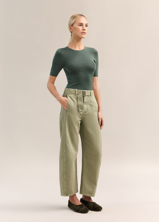 Annie Short Sleeve Top Forest Green Marle