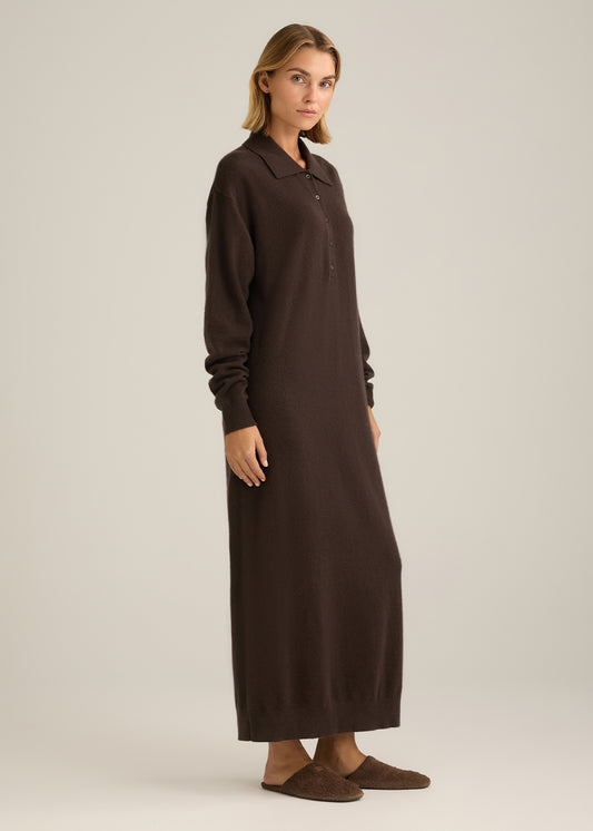 Gemini Polo Knit Dress Bitter Chocolate