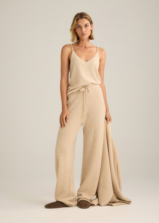 Aurora Rib Knit Pants Oat Marle