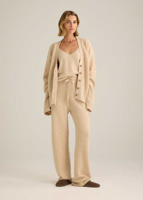 Aurora Rib Cardigan Oat Marle
