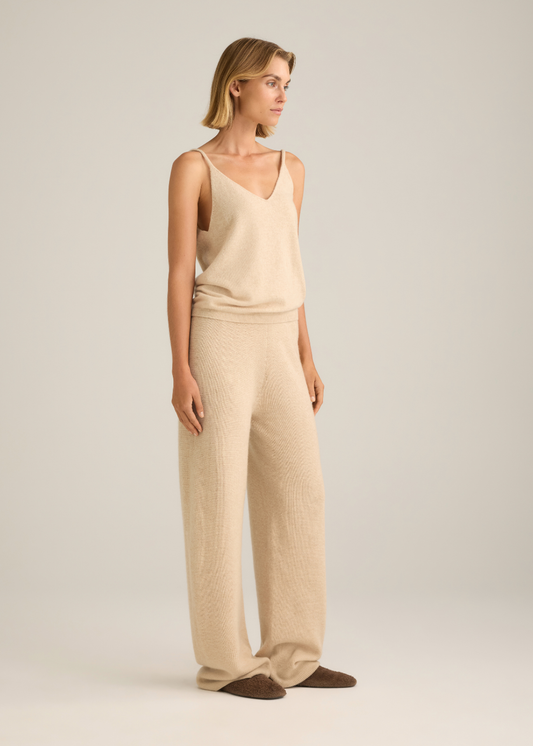 Terra Cashmere Singlet Oat Marle