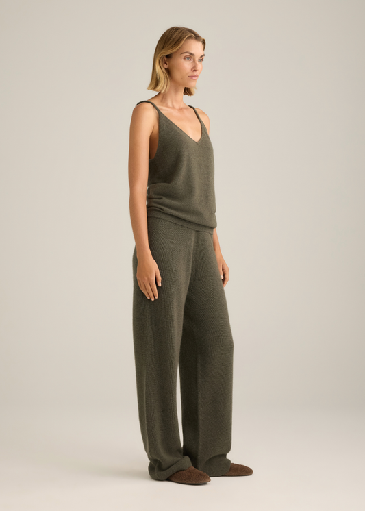 Terra Cashmere Singlet Sage Marle