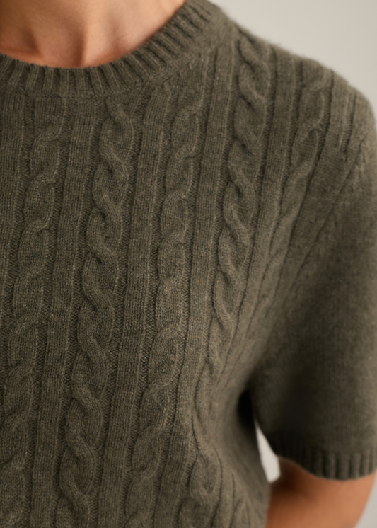 Venus Cable Knit Top Sage Marle