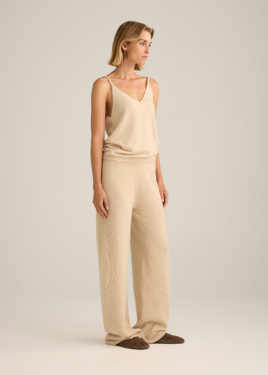Aurora Rib Knit Pants Oat Marle