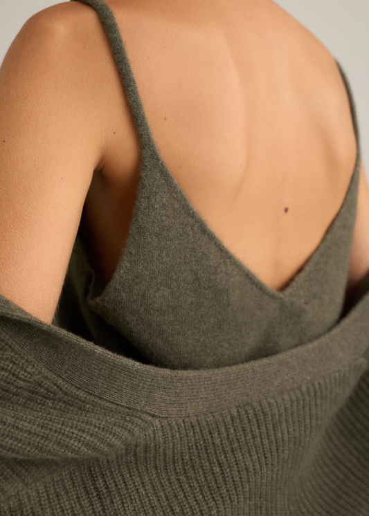 Terra Cashmere Singlet Sage Marle