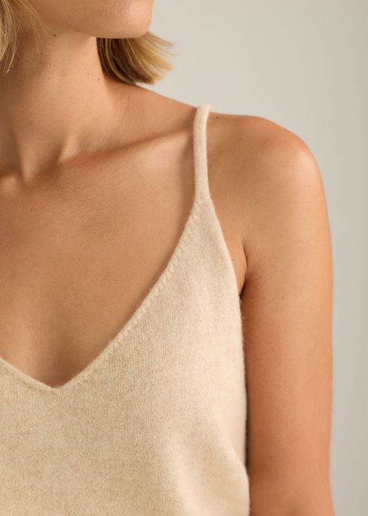 Terra Cashmere Singlet Oat Marle