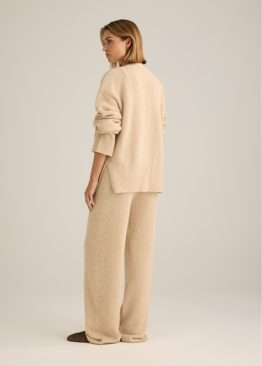 Aurora Rib Cardigan Oat Marle