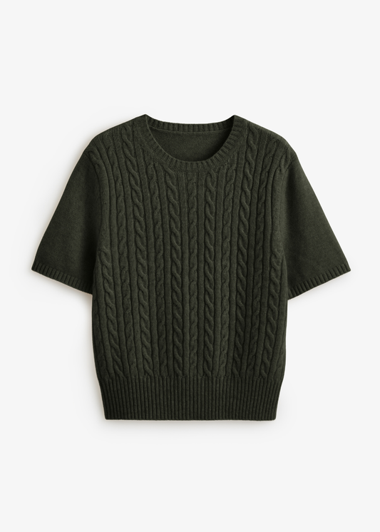 Venus Cable Knit Top Sage Marle