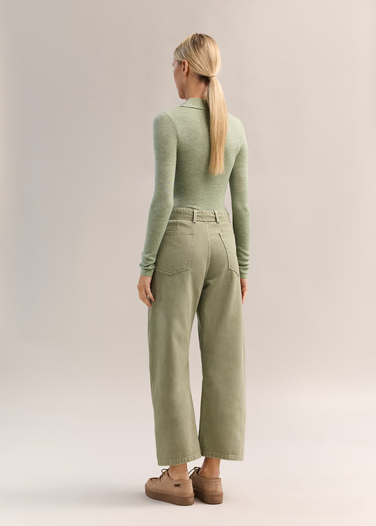 Eleanor Half Placket Top Pistachio Marle