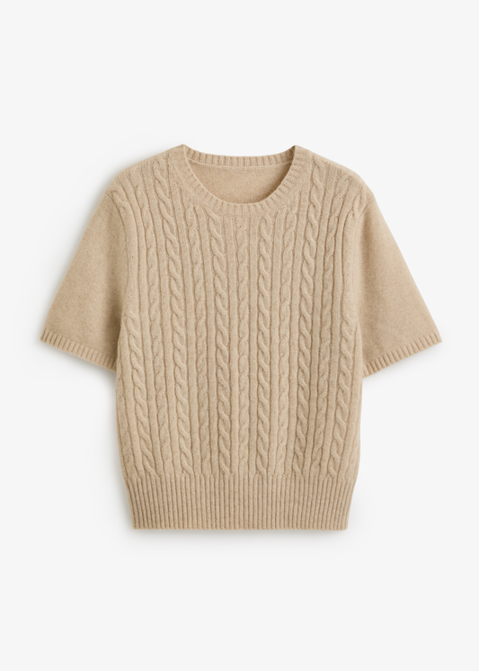 Venus Cable Knit Top Oat Marle