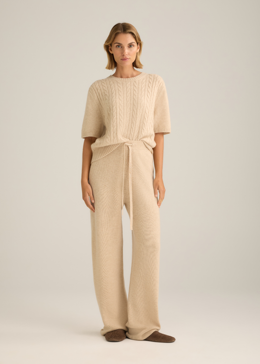 Venus Cable Knit Top Oat Marle