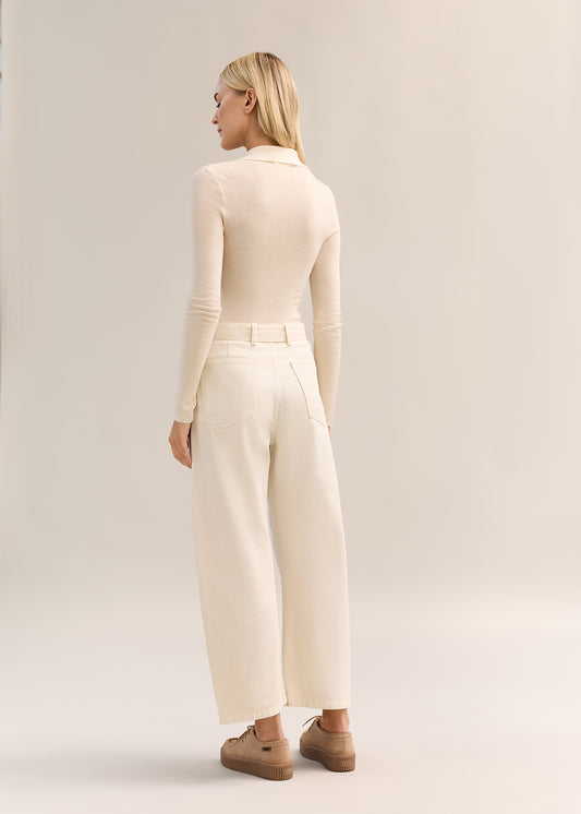 Eleanor Half Placket Top Ecru