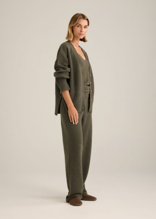 Aurora Rib Cardigan Sage Marle