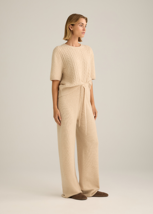 Venus Cable Knit Top Oat Marle