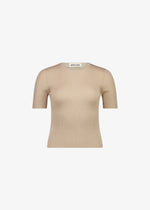 Basel Knit Short Sleeve Top Beige