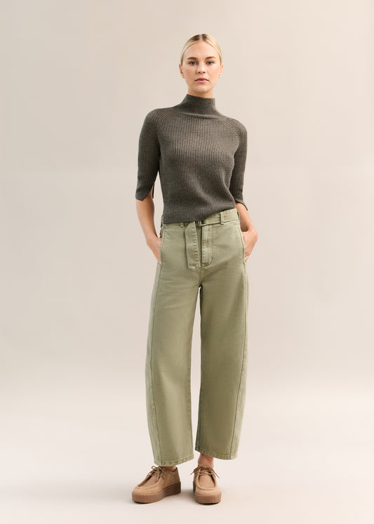 Donna High Neck Knit Khaki Marle