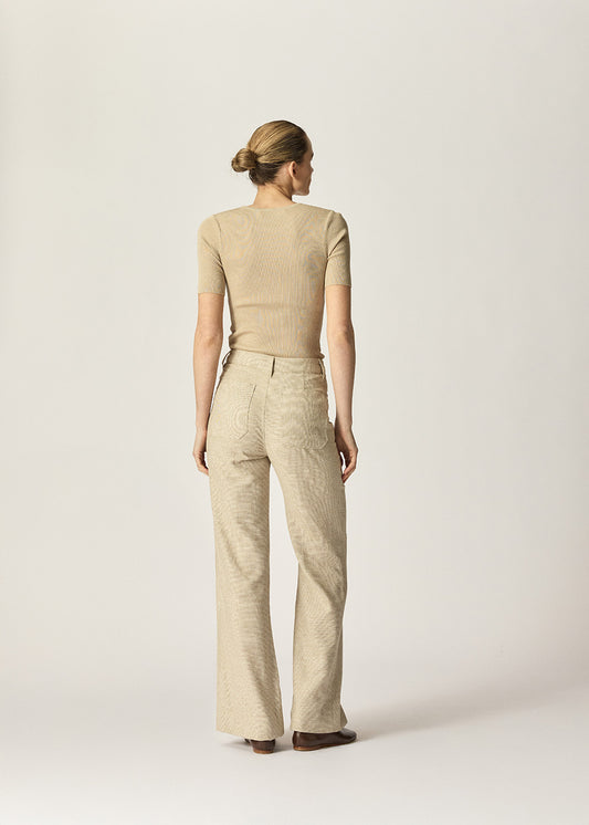 Basel Knit Short Sleeve Top Beige