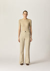 Basel Knit Short Sleeve Top Beige