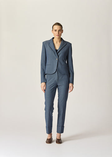 Leo Blazer Indigo Herringbone