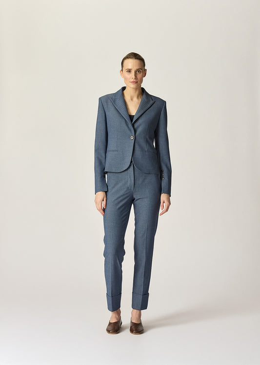 Leo Blazer Indigo Herringbone