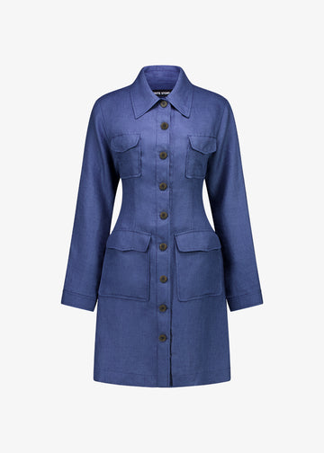 Cairo Dress Blue Houndstooth