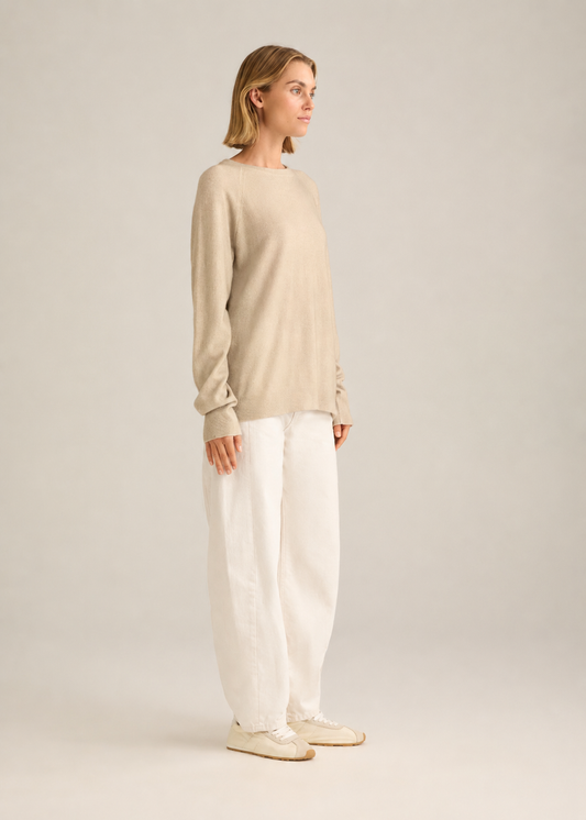 Crew Neck Cashmere Almond Spray