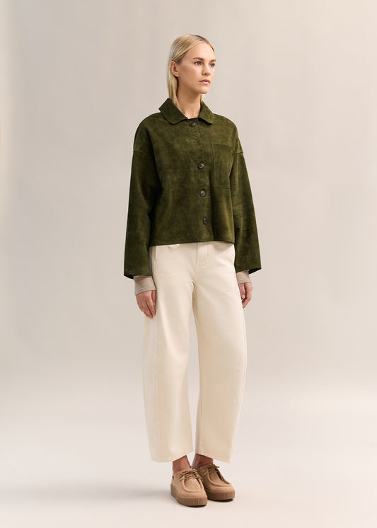 Gemma Suede Coat Forest Green
