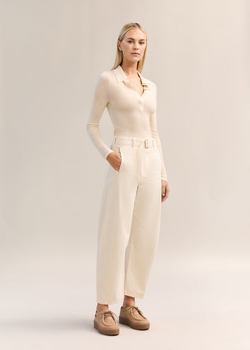Eleanor Half Placket Top Ecru