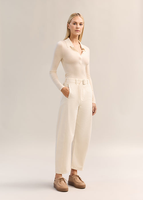 Eleanor Half Placket Top Ecru