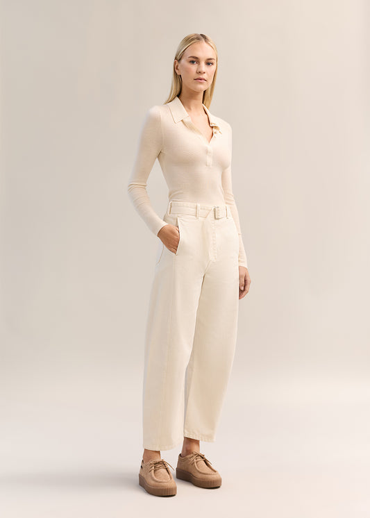 Eleanor Half Placket Top Ecru