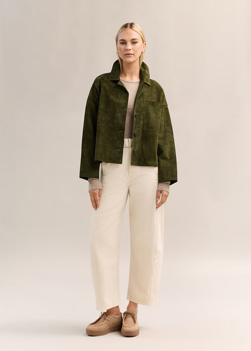 Gemma Suede Coat Forest Green