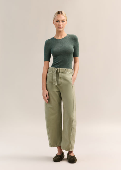 Annie Short Sleeve Top Forest Green Marle