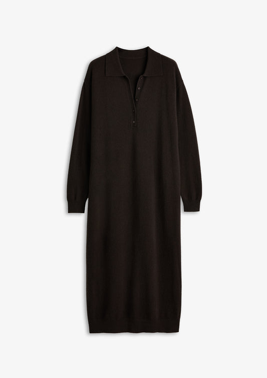 Gemini Polo Knit Dress Bitter Chocolate