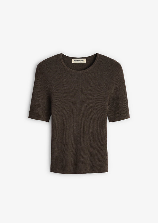 Annie Short Sleeve Top Chocolate Marle