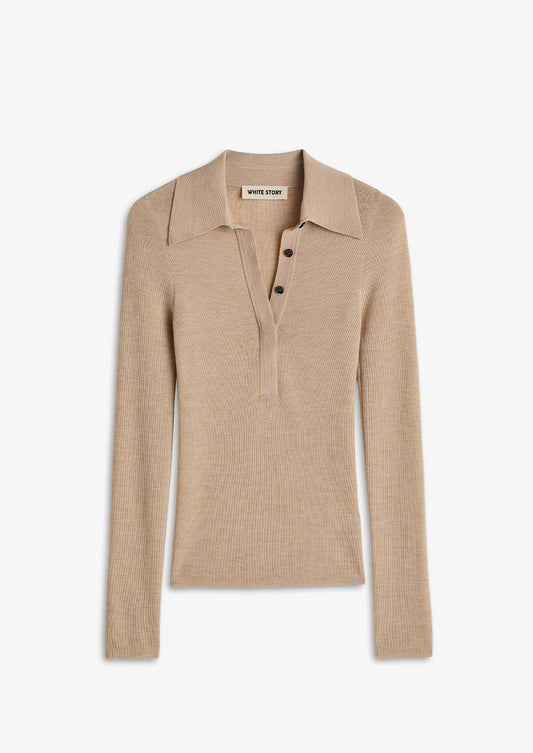 Eleanor Half Placket Top Wheat