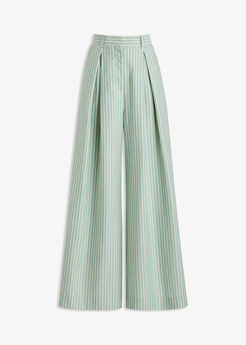 Murano Wide Leg Pant Green Stripe