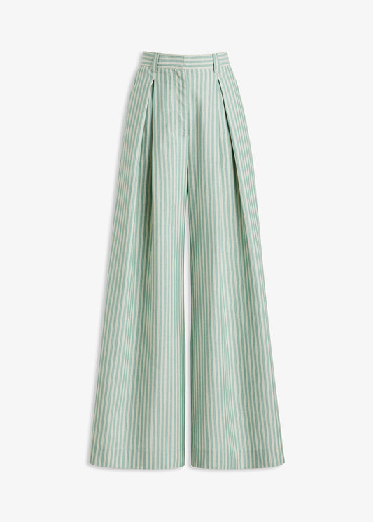 Murano Wide Leg Pant Green Stripe