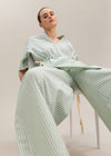 Murano Wide Leg Pant Green Stripe